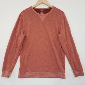 Sonoma Mens Long Sleeve Crew Neck Casual Pullover Top Size L Orange Casual Basic